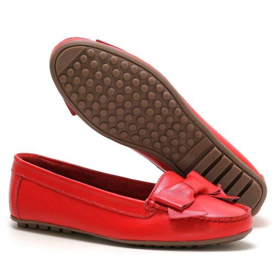 Mocassim Couro Miuzzi Feminino - Vermelho