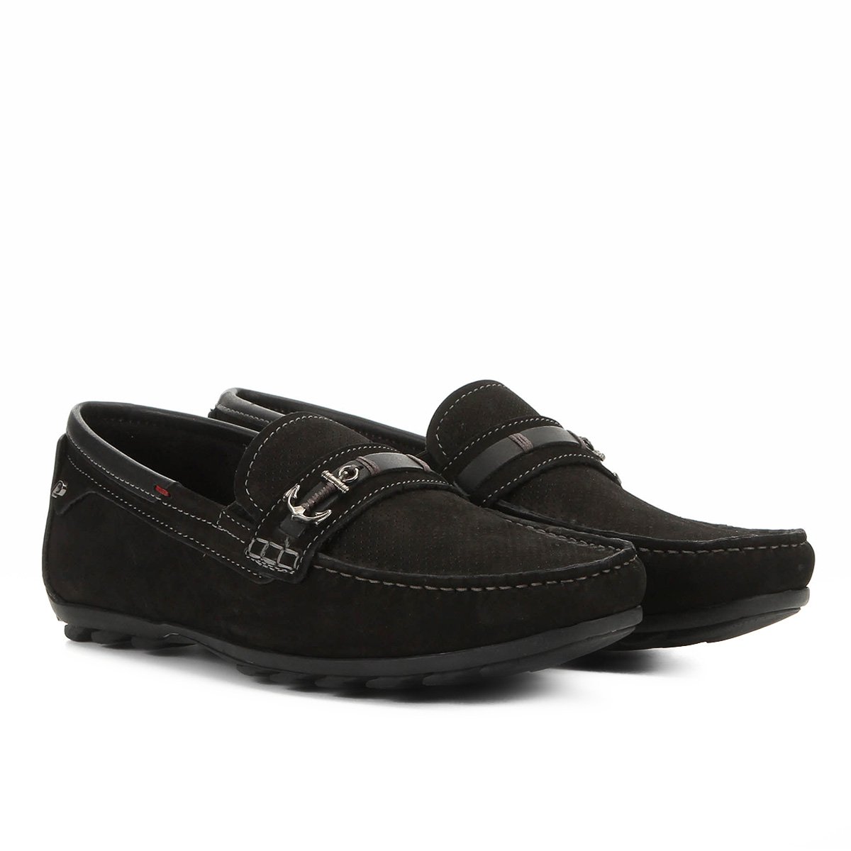Mocassim Couro Pegada Âncora Masculino - Preto Menor preço em Mocassim Couro Pegada Âncora Masculino - Preto