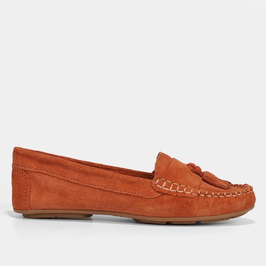 Mocassim Couro Shoestock Camurça Color Tassel Feminino - Vinho