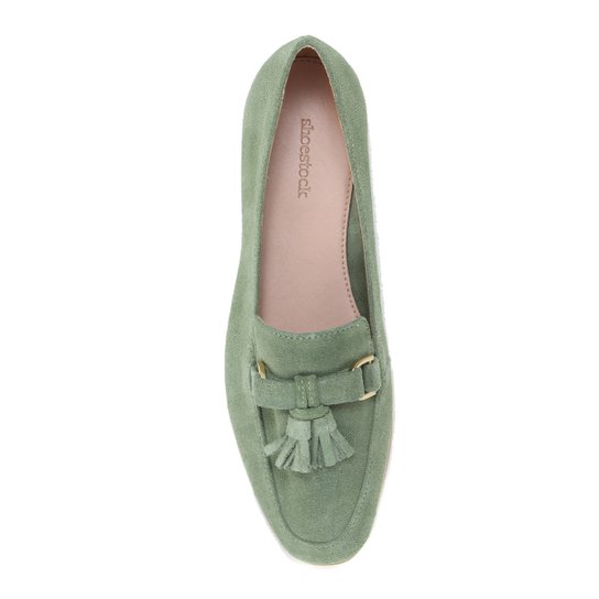 Mocassim Couro Shoestock Camurça Tassel Feminino - Verde