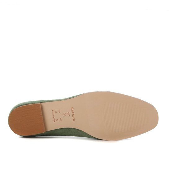 Mocassim Couro Shoestock Camurça Tassel Feminino - Verde