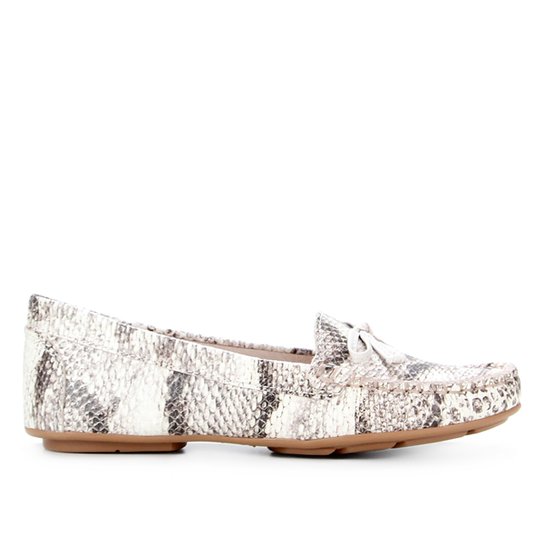 Mocassim Couro Shoestock Ester Cobra Feeling Feminino - Off White