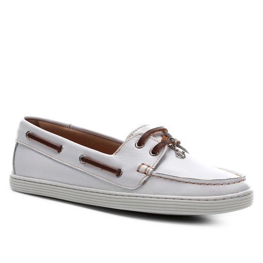 Mocassim Couro Shoestock Sea Dockside Feminino - Branco