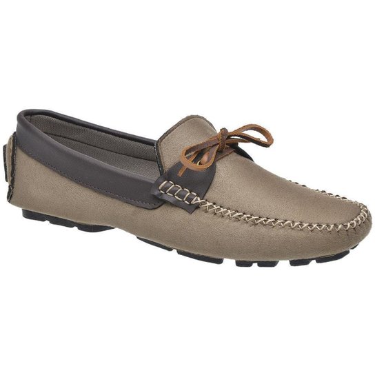 Mocassim DMT Amarração Liso Masculino - Cinza