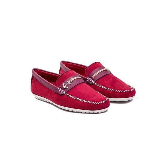 Mocassim Dockside Sapato Âncora Camurça DMT Masculino - Bordô