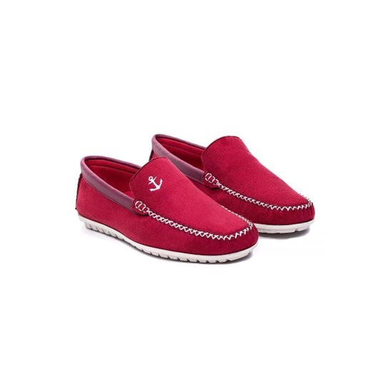 Mocassim DocksideBordado Âncora Camurça DMT Masculino - Bordô