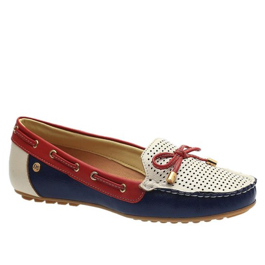 Mocassim Doctor Shoes Couro Feminino - Marinho