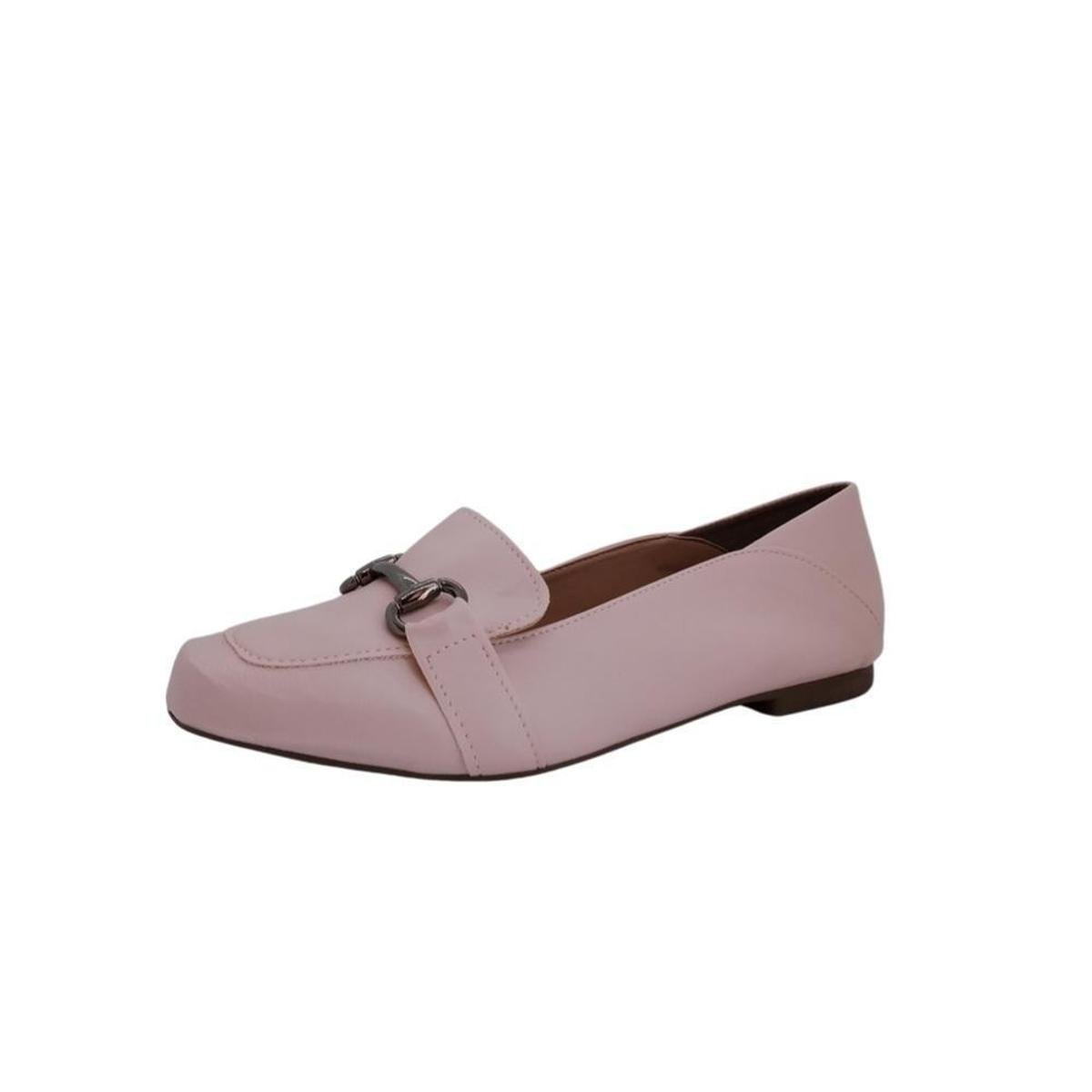 Mocassim Feminino Blogueira Casual Bico Quadrado Detalhe Metal Elegante - Rosa Menor preço em Mocassim Feminino Blogueira Casual Bico Quadrado Detalhe Metal Elegante - Rosa