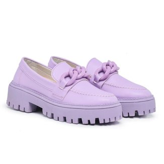 Mocassim Feminino Casual Loafer Dz Sola Alta Tratorado Corrente Leve Conforto