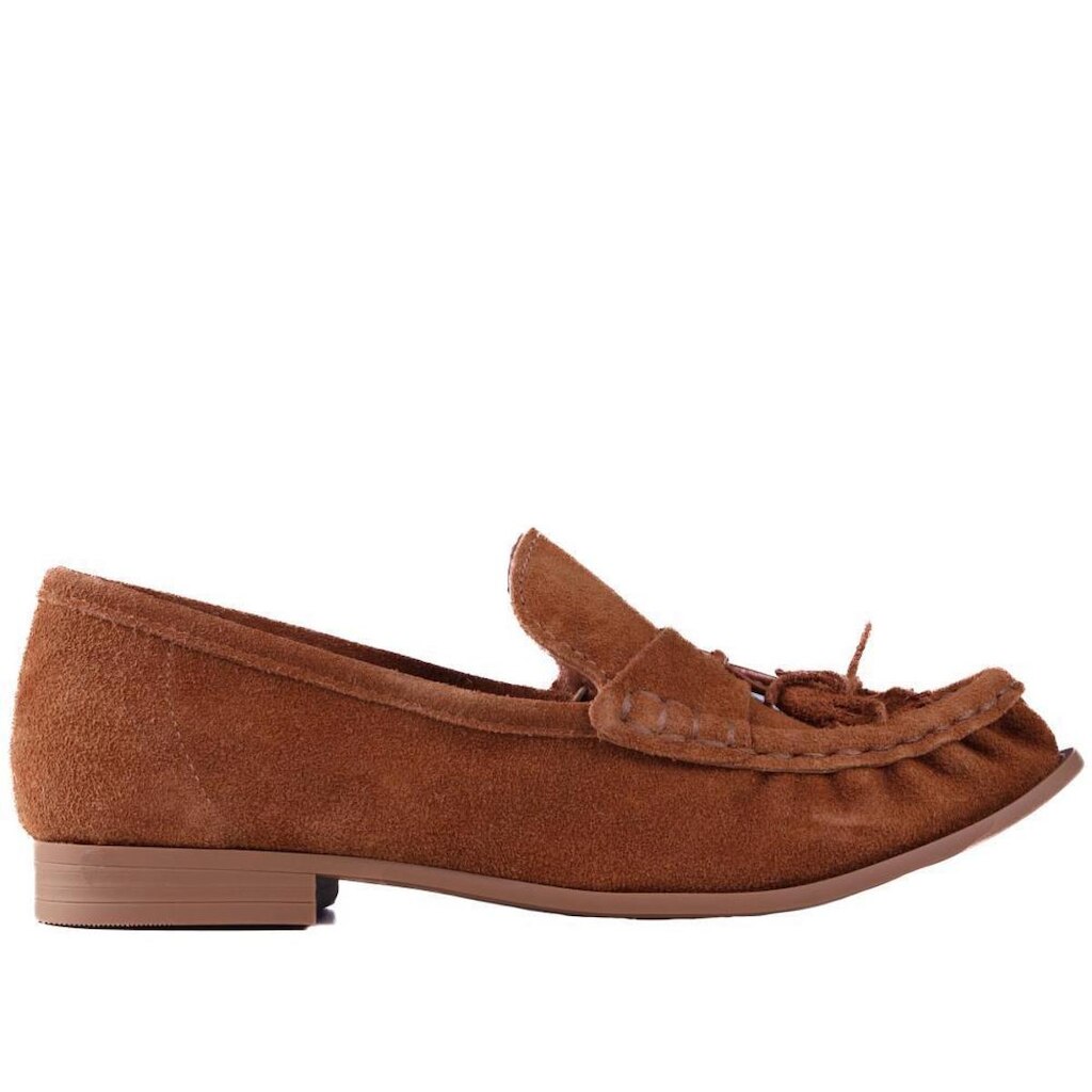 Mocassim Feminino com Franja em Camurça Zariff 264004 Camel