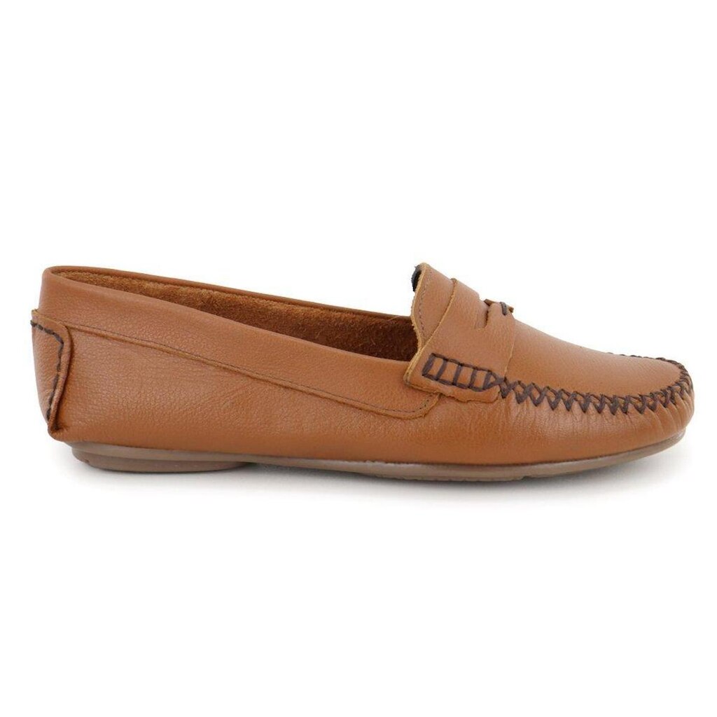 Mocassim Feminino Couro legitimo Confortavel 450 Marrom Whiski
