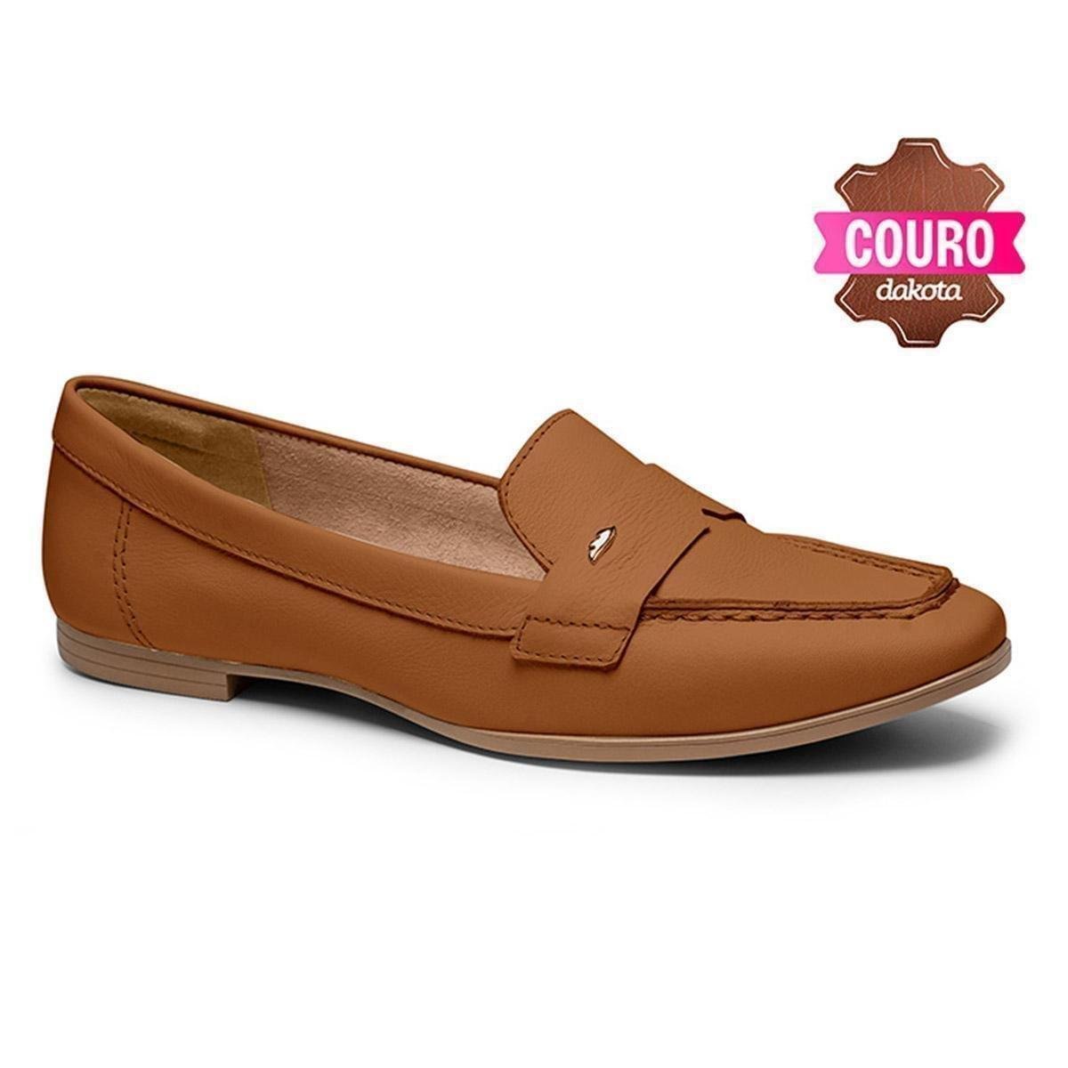 Mocassim Feminino Dakota Couro - Marrom Claro Menor preço em Mocassim Feminino Dakota Couro - Marrom Claro