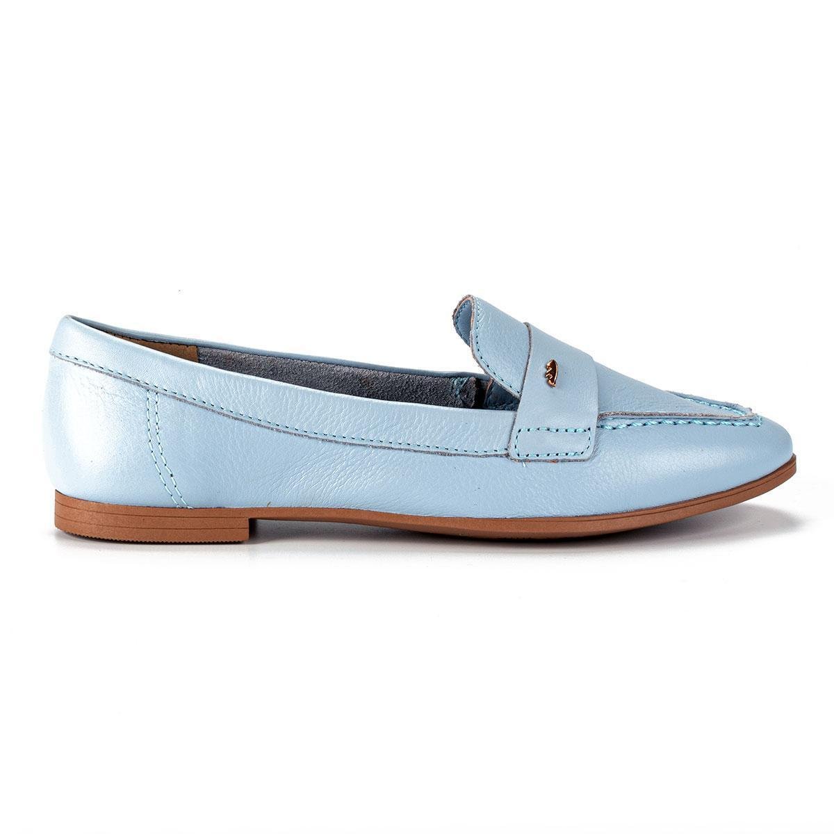 Mocassim Feminino Dakota Couro - Azul Menor preço em Mocassim Feminino Dakota Couro - Azul