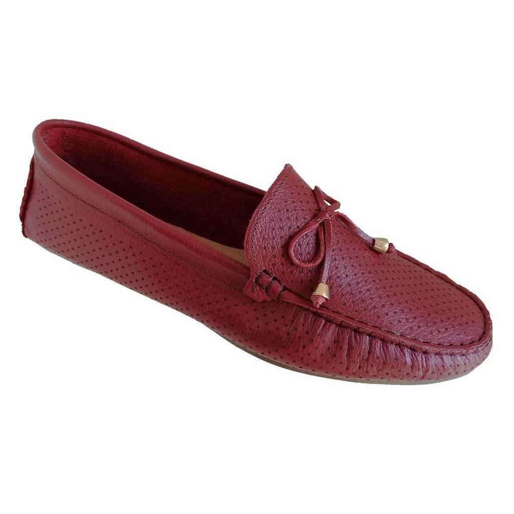 Mocassim Feminino Em Couro Vermelho
