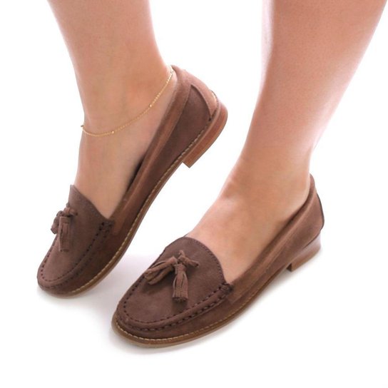 Mocassim Feminino Em Couro - Cafe