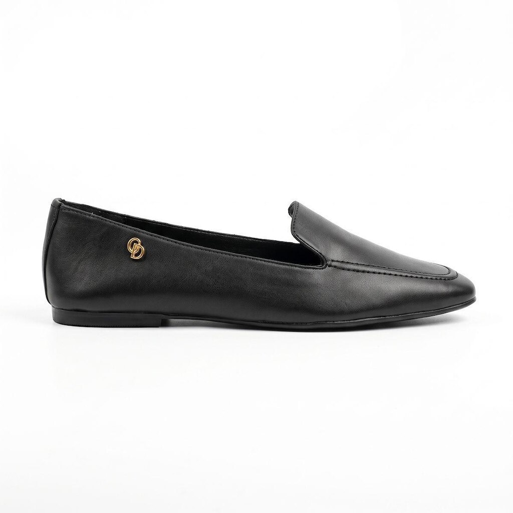 Mocassim Feminino Giulia Domna Couro Bico Quadrado 142.009/262-01 Preto