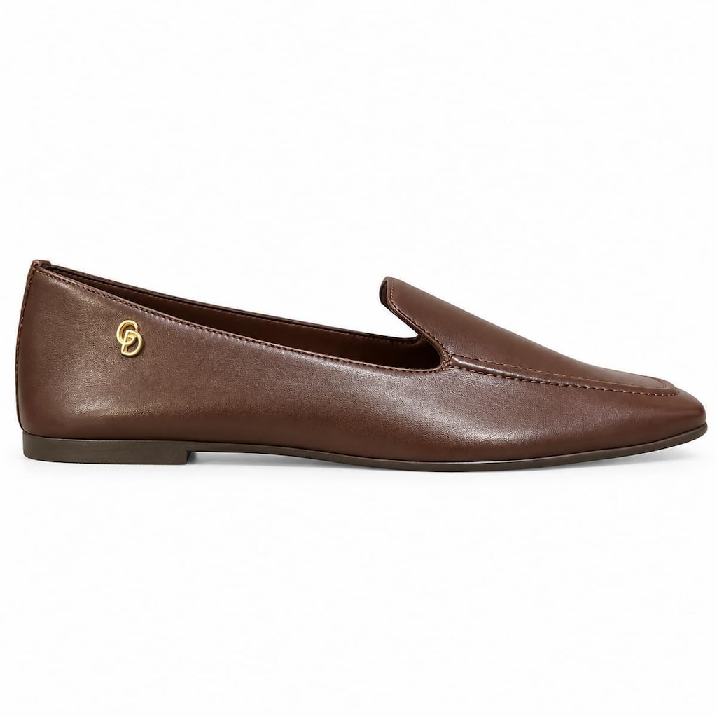 Mocassim Feminino Giulia Domna Couro Salto Baixo Rasteiro 142.009/262 Marrom