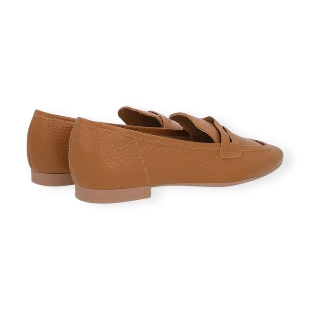 Mocassim Feminino Loafer Couro Bico Quadrado Marrom