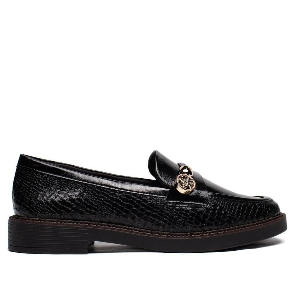 Mocassim Feminino Ramarim Croco Verniz Preto