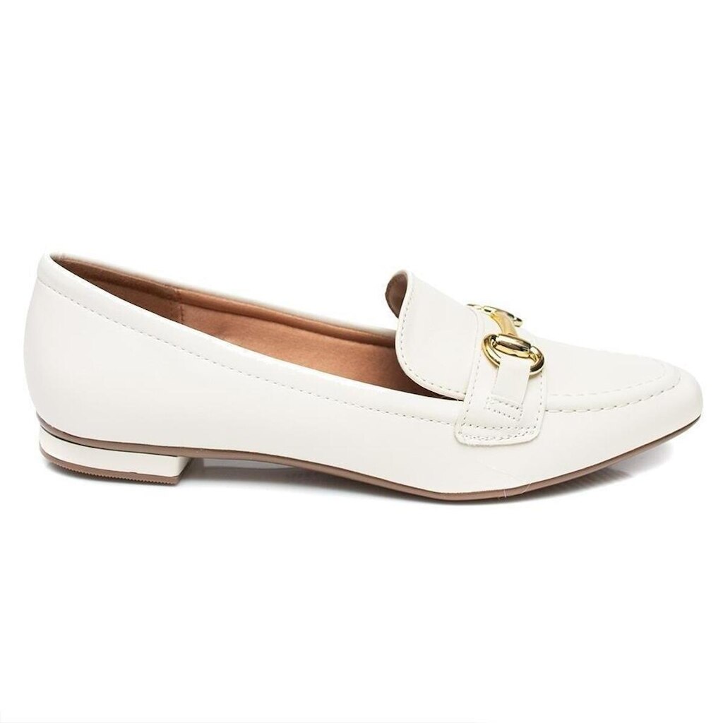 Mocassim Feminino Vizzano Bico Fino Fivela 1351.106 Branco Off 37