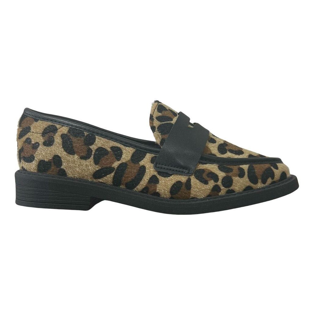 Mocassim Loafer Estampa de Onça Feminino Vizzano 1453.100 Bege
