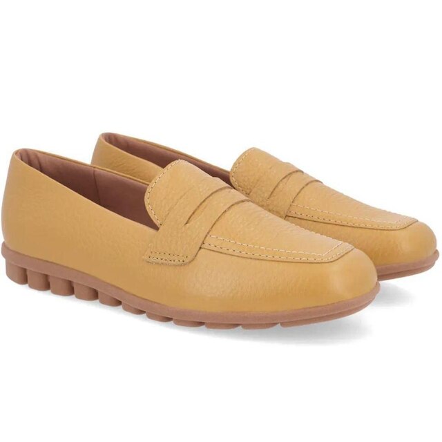 Mocassim Loafer Feminino Couro Usaflex Baixo Confort
