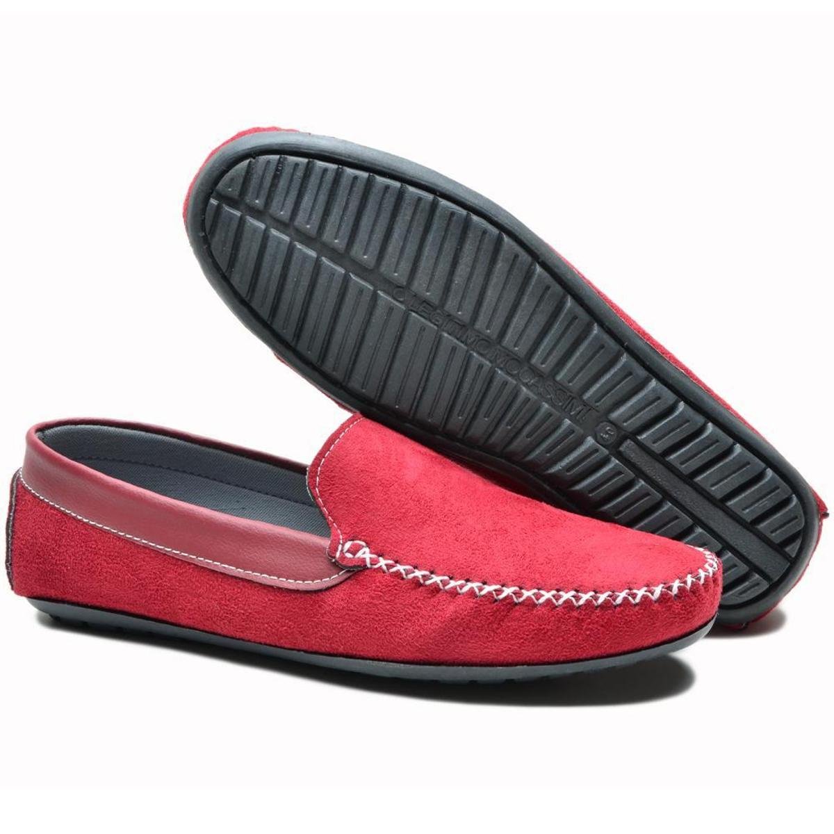 mocassim masculino vermelho