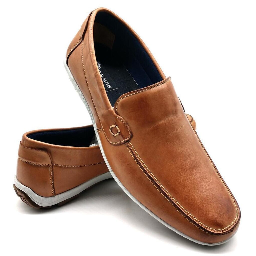 Mocassim Masculino Couro Palmilha Gel Macio Conforto Casual