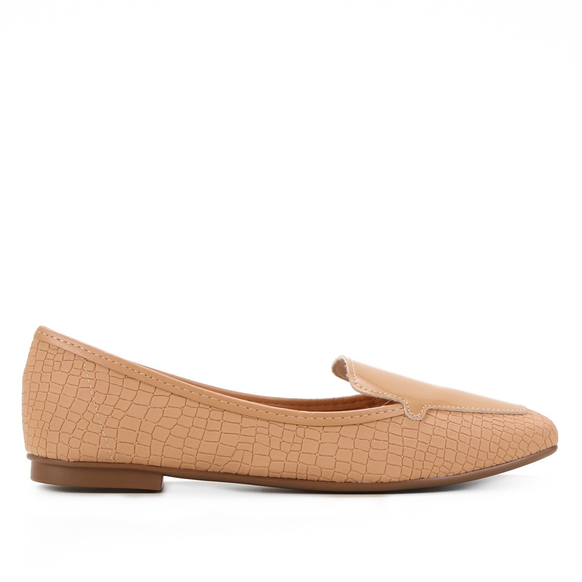 Mocassim Moleca Croco Verniz Feminino - Areia Menor preço em Mocassim Moleca Croco Verniz Feminino - Areia
