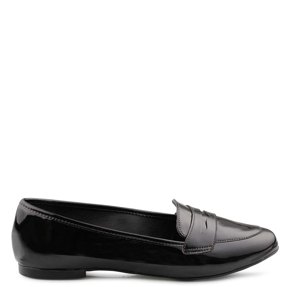mocassim preto verniz feminino
