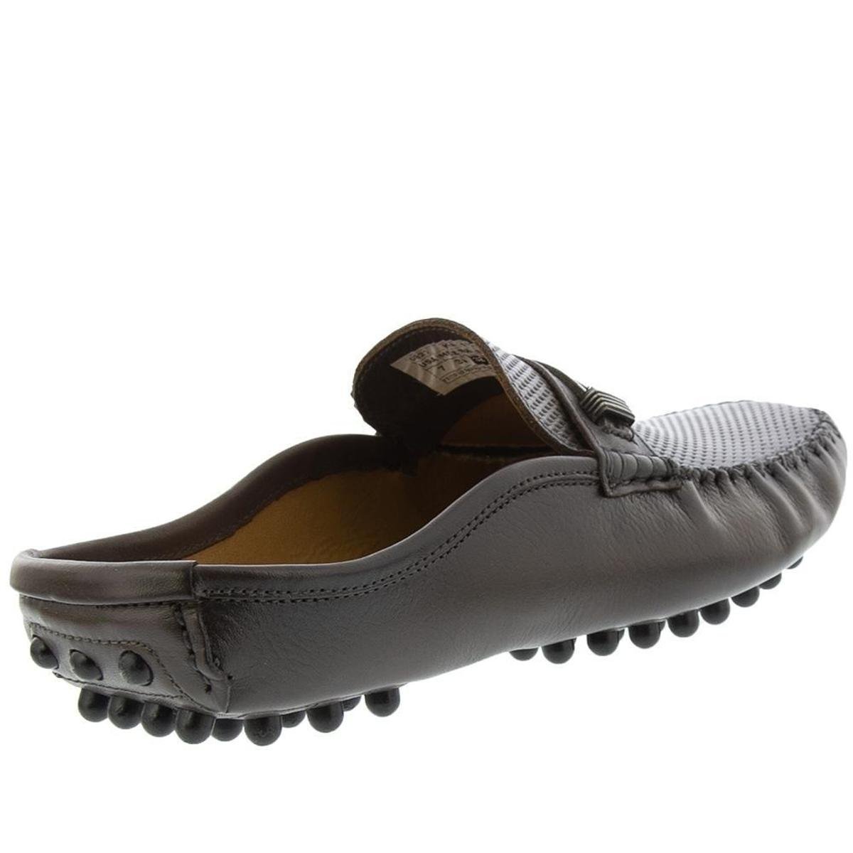 Mocassim Mule Woche Texturizado Couro Marrom - 48 - Marrom | Zattini