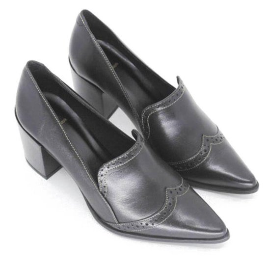 MOCASSIM SALTO BLOCO COURO - Marrom