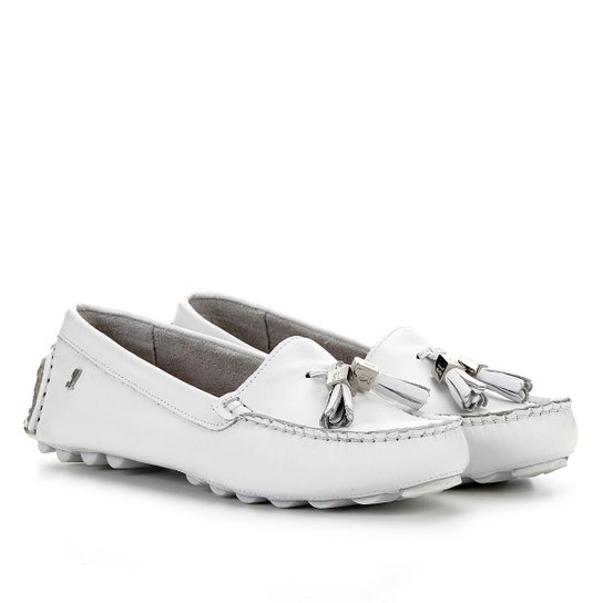 Mocassim Santa Lolla couro barbicacho - Branco