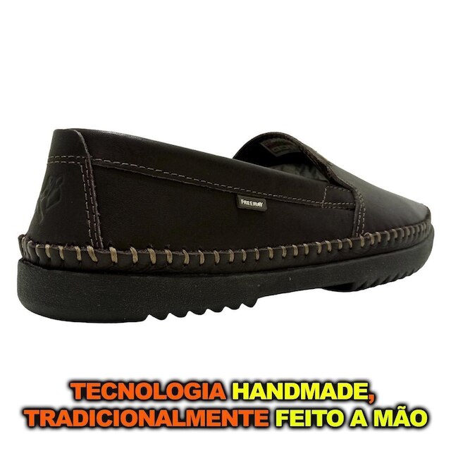 Mocassim Sapatilha Casual Masculino FreeWay Logan 4 Elástico Couro 3748