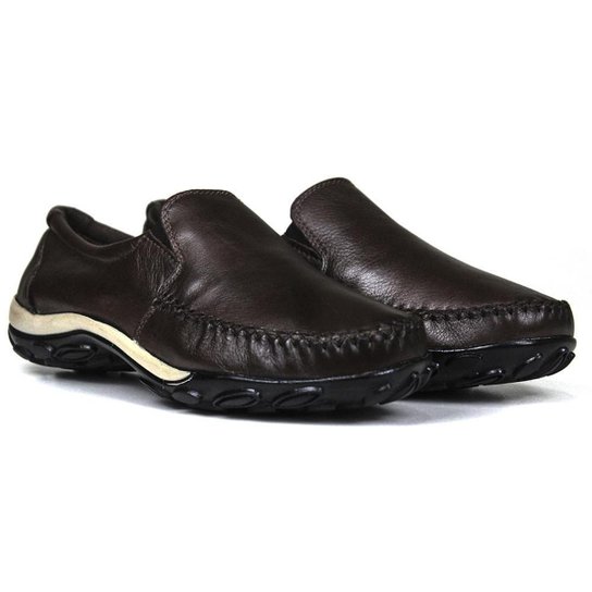 Mocassim Sapatilha Masculina OndaSurf em Couro – Cor Café - Marrom