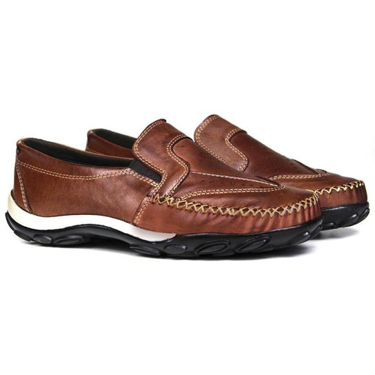 Mocassim Sapatilha Masculina OndaSurf em Couro – Cor Havana - Marrom