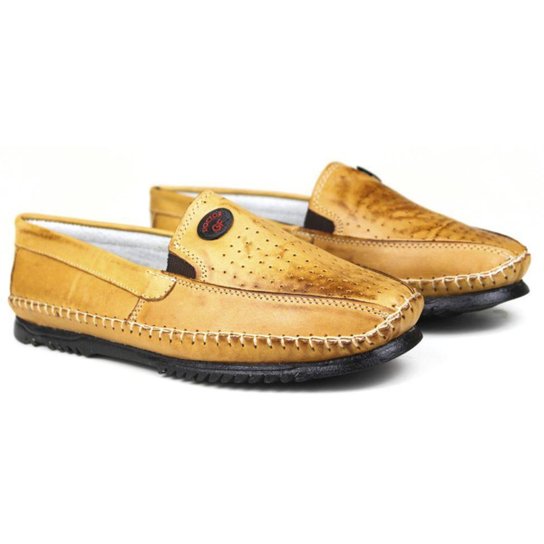 Mocassim Sapatilha Masculina Stinky em Couro – Cor Whishy - Marrom