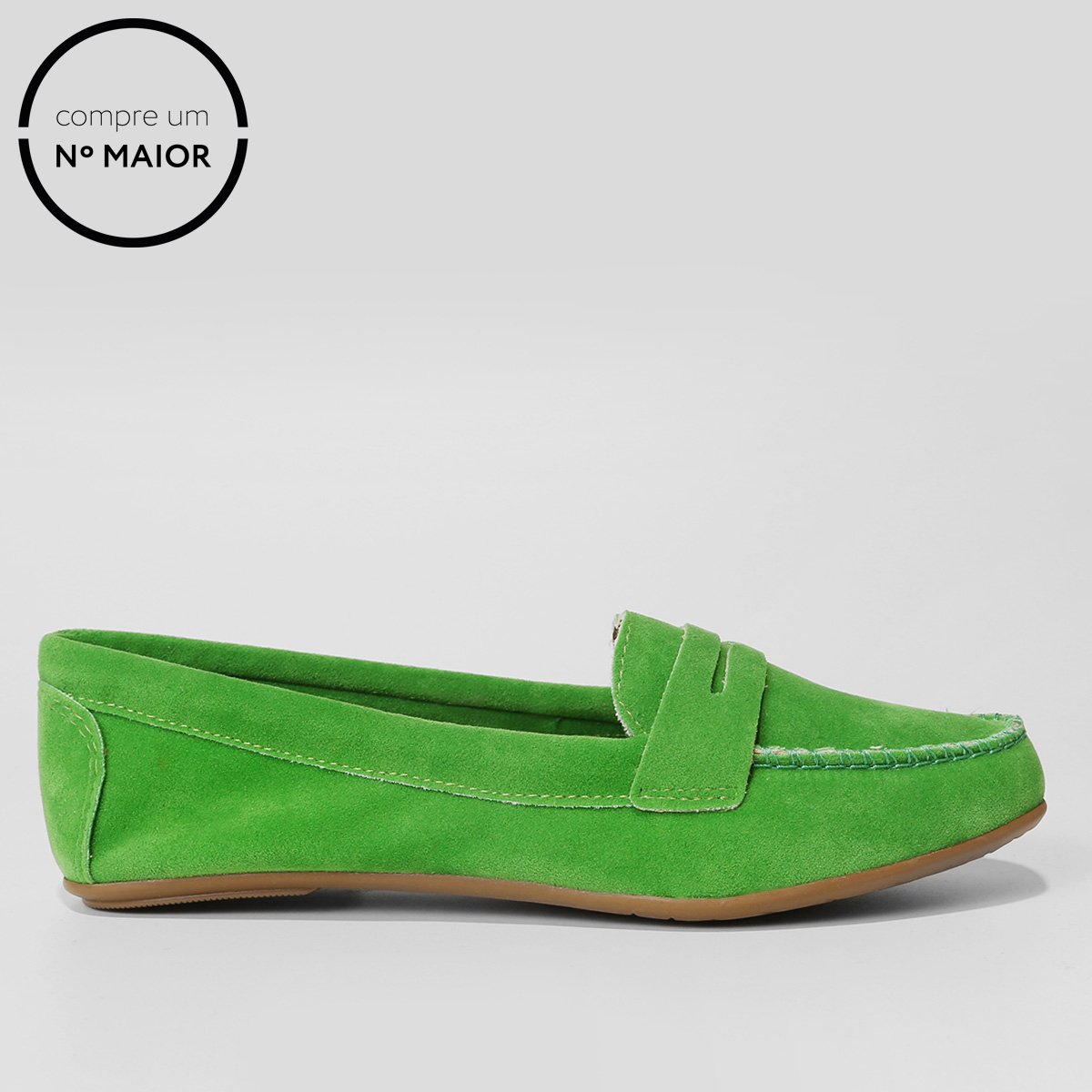 Mocassim Shoestock Camurça Gravata Feminino - Verde Menor preço em Mocassim Shoestock Camurça Gravata Feminino - Verde