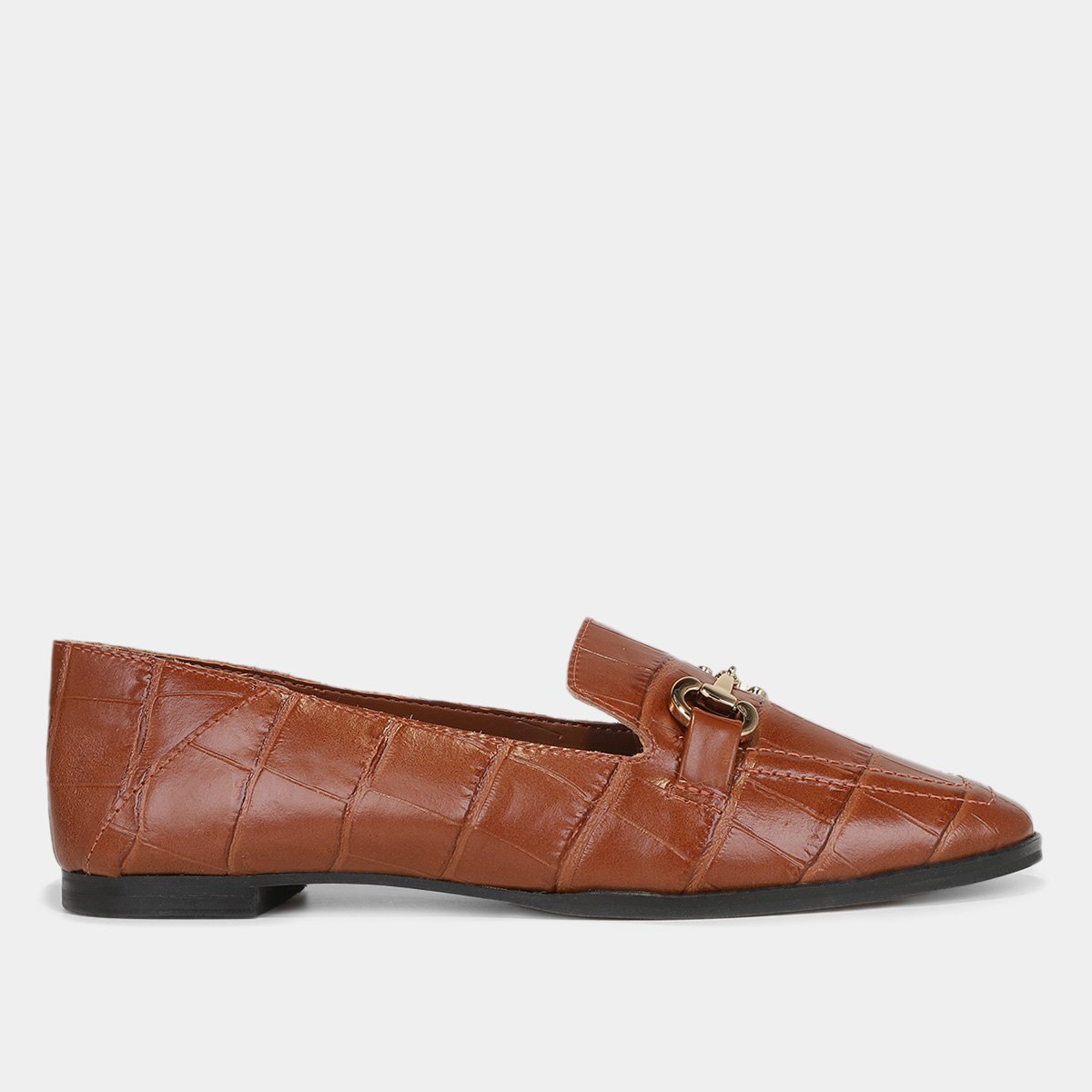 Mocassim Shoestock Couro Metal - Marrom Menor preço em Mocassim Shoestock Couro Metal - Marrom