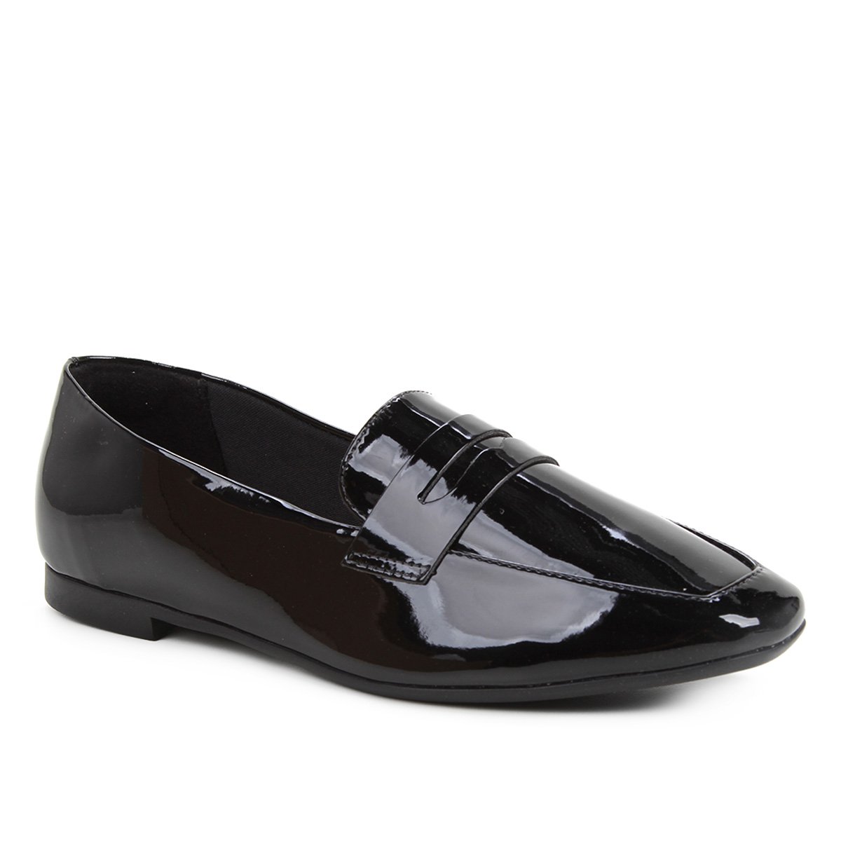 Mocassim Shoestock Loafer Verniz Feminino - Preto Menor preço em Mocassim Shoestock Loafer Verniz Feminino - Preto