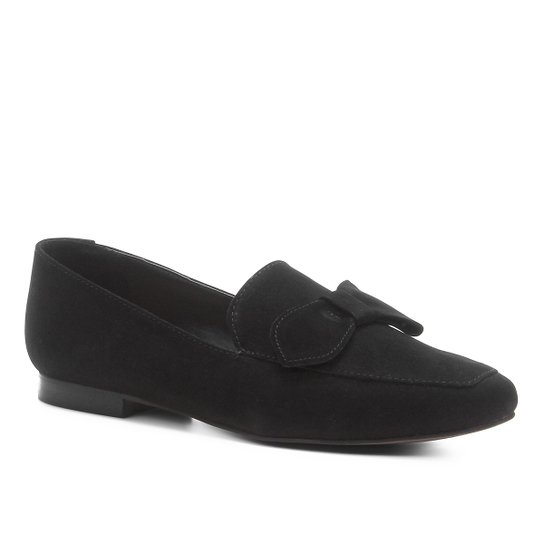 Mocassim Shoestock Nobuck Laço Feminino - Preto