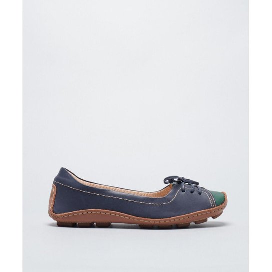 Mocassim Soulier Cadarço Feminino - Azul+Verde