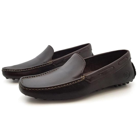 Mocassim Stefanello Couro Sola Borracha Pino Creta Masculino - Café