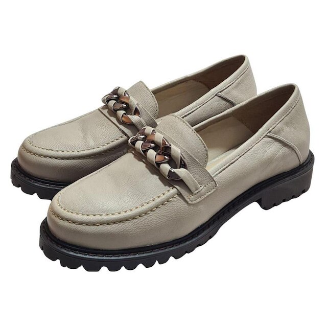 Mocassim Tratorado Elos Couro de Carneiro Off White