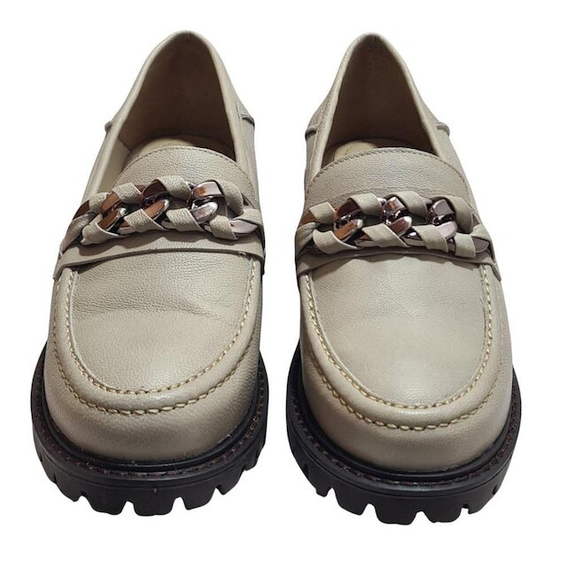 Mocassim Tratorado Elos Couro de Carneiro Off White
