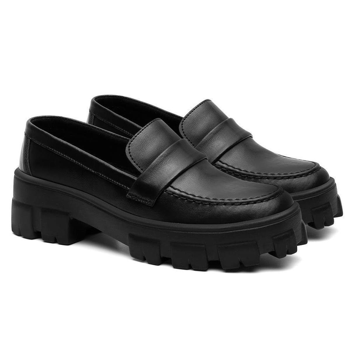 Mocassim Tratorado Feminino Calce Fácil Conforto Moderno - Preto Menor preço em Mocassim Tratorado Feminino Calce Fácil Conforto Moderno - Preto