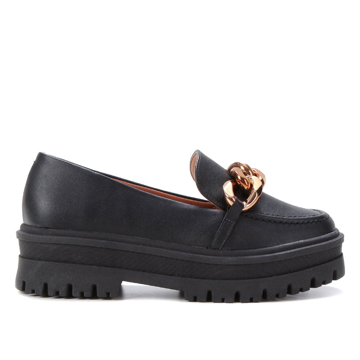 Mocassim Tratorado Vizzano Corrente Feminino - Preto Menor preço em Mocassim Tratorado Vizzano Corrente Feminino - Preto
