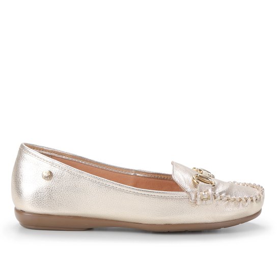 Mocassim Via Uno Metalizado Feminino - Rosa Claro