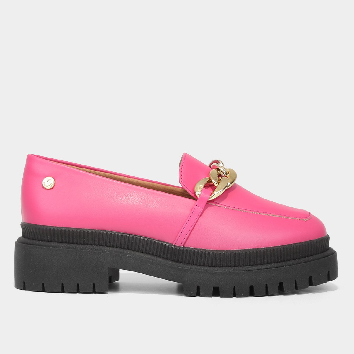 Mocassim Via Uno Tratorado Corrente Feminina - Rosa+Preto Menor preço em Mocassim Via Uno Tratorado Corrente Feminina - Rosa+Preto
