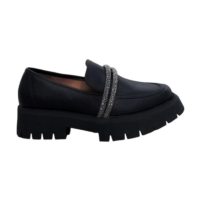 Mocassim Vizzano Feminino Tratorado Loafer Plataforma Brilho - Preto - 38